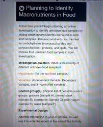 planning to identify macronutrients