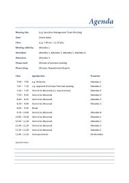 Business Agenda Template Example Meeting Examples Layout