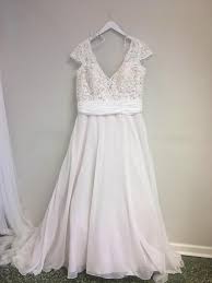Bonny Bridal Ivory Sand Lace Chiffon 1800 Feminine Wedding Dress Size 22 Plus 2x 57 Off Retail