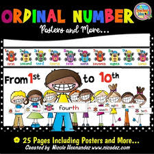 Ordinal Numbers Chart Worksheets Teaching Resources Tpt