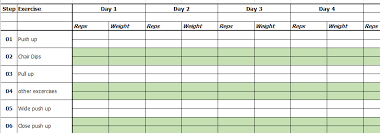 excel template exercise and workout
