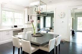 gray square dining table with white