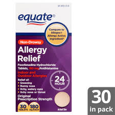 Equate Non Drowsy Allergy Relief Tablets 180mg 30 Ct