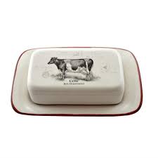 Linen Chest Farmhouse Cow Design Butter Dish Products In
