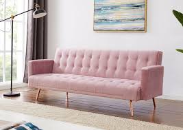 Modern Design Velvet Pink Sofa Bed With