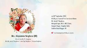 mrs aleyamma varghese 88 on 04th