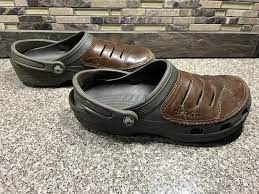 Mens Crocs Sz M 9 Mocha Brown Leather Shoes | eBay
