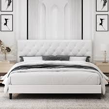 homfa king bed frame white faux