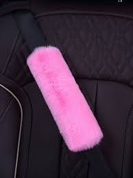 1pc Plain Fluffy Car Seat Belt Pad In