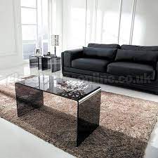 Long Smoked Glass Coffee Table From