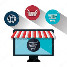 Monitor pc e-commerce obchod online designu — Stock Vektor © yupiramos  #122840008
