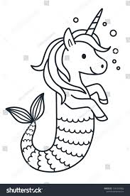 Cute Unicorn Mermaid Vector Coloring Page Stock Vector Royalty Free