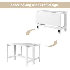 White Wood Top Drop Leaf Dining Table