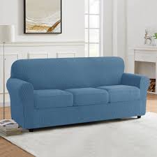 denim blue jacquard sofa slipcover