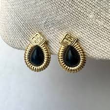 Vintage Givenchy Black Earrings Gold