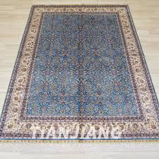 5 x7 handknotted silk rug blue all