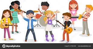 cartoon children playing rock n roll