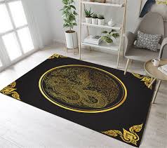 gold dragon pattern floor rug mat