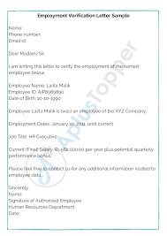 employment verification letter format