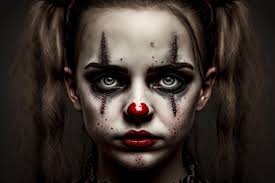 clown makeup with red nose in gothic style