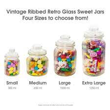 Unowall Vintage Ribbed Glass Sweet Jars