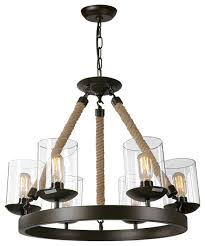 Industrial 6 Light Glass Rope Lighting Fixtures Chandelier Beach Style Chandeliers By Lnclighting Llc