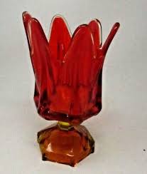 vintage viking art glass vase orange