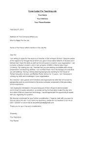 Cover Letter For Teaching Letter Template Templates Cover Letters
