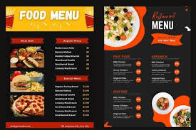 i will make food menu restaurant menu