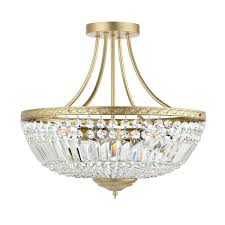 Crystal Ceiling Light Fixture Brass
