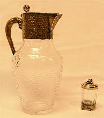 800 Silver Hinged Lid On Glass Pitcher
