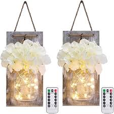 Its versatile design makes it ideal for use in spaces such as bedrooms. Mason Jar Wall Lights With Remote Control Lightess Rustic Bedroom Wall Decor Hanging Battery Powered Jar Sconce With Led Fairy Lights For Farmhouse Decor Sya11 Set Of 2 Buy Online In Antigua