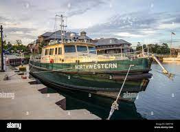 the northwestern boat docked at the