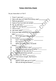 english worksheets famous slogans