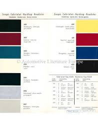 1959 Porsche 356 B Colour Chart Brochure
