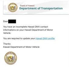 alert of hawaii dmv profile phishing scam