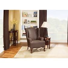 Sure Fit Stretch Leather Wing Chair