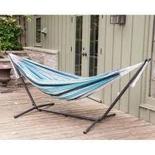Vivere cotton rope double hammock in natural (14) $74 and. Collapsible Stand Hammocks Patio Furniture The Home Depot