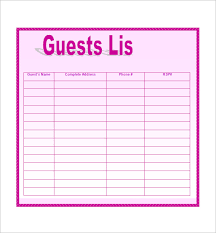 Wedding Guest List Template 10 Free Word Excel Pdf