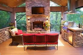 Stone Fireplace On Top Of A Raised Deck