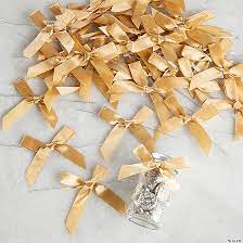 bulk 200 pc gold twist tie satin bows