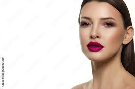make up and pink lipstick