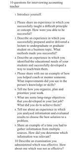 Check spelling or type a new query. 10 Questions For Interviewing Accounting Teacher 1 Chegg Com