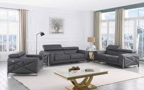 Gray Leather Sofas Loveseats Chaises