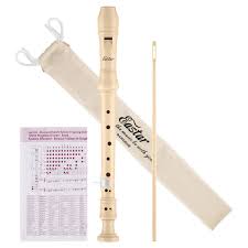 Eastar Ers 21bn Abs Baroque Soprano Recorder For Kids C Key 8 Hole With Cleaning Rod Carrying Bag Thumb Rest Fingering Chart Natural Color