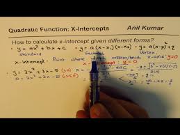X Intercepts From Quadratic Equations