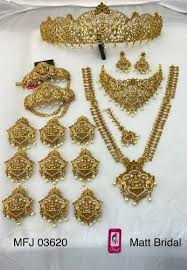 cz stones golden bridal jewellery sets