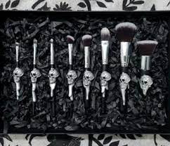 black silver skull makeup brush set