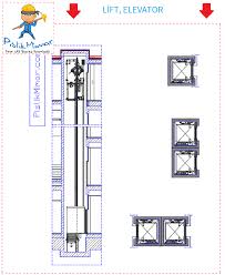 dwg lift elevator section and plan