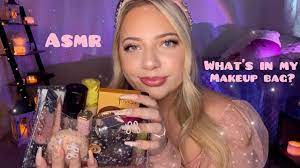 asmr what s in my makeup bag tapping